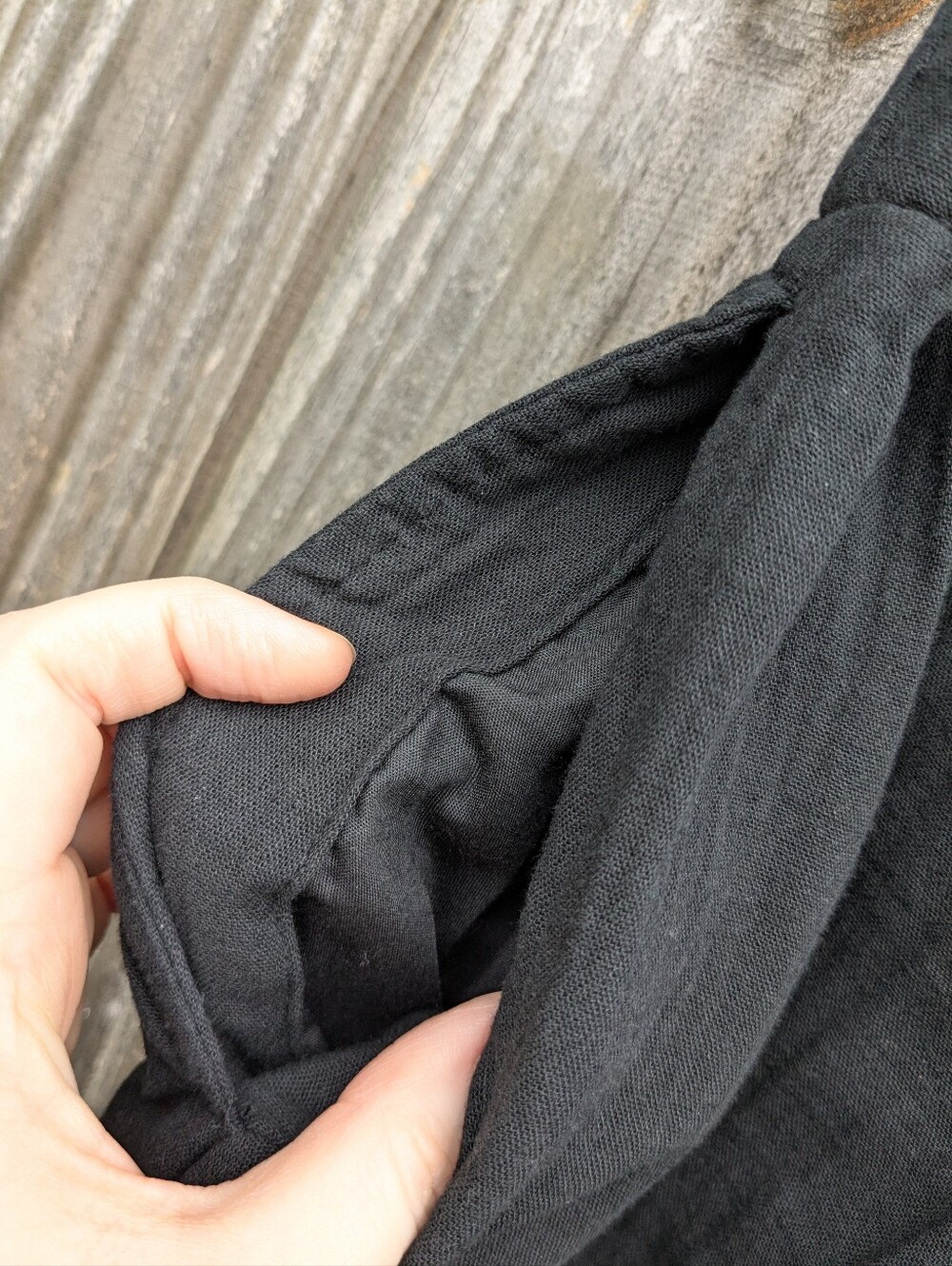 Old Navy Demi Wide Leg High Rise Crinkle Cotton Black Pant Medium - Picture 4 of 14
